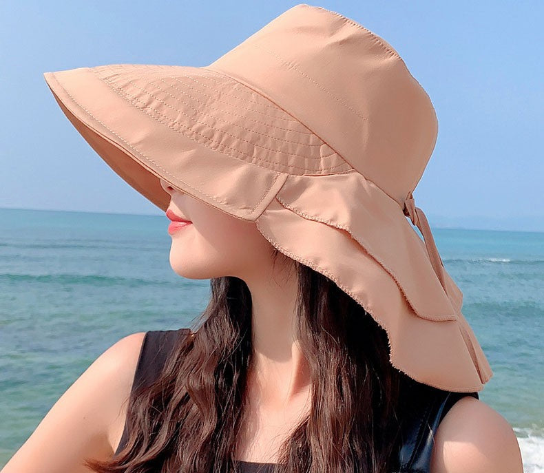 New Women's Summer Sun Hat With Neck Protector And Sunshade For Outdoor Cycling Trip Big-Brimmed Fisherman's Hat Hiking cap