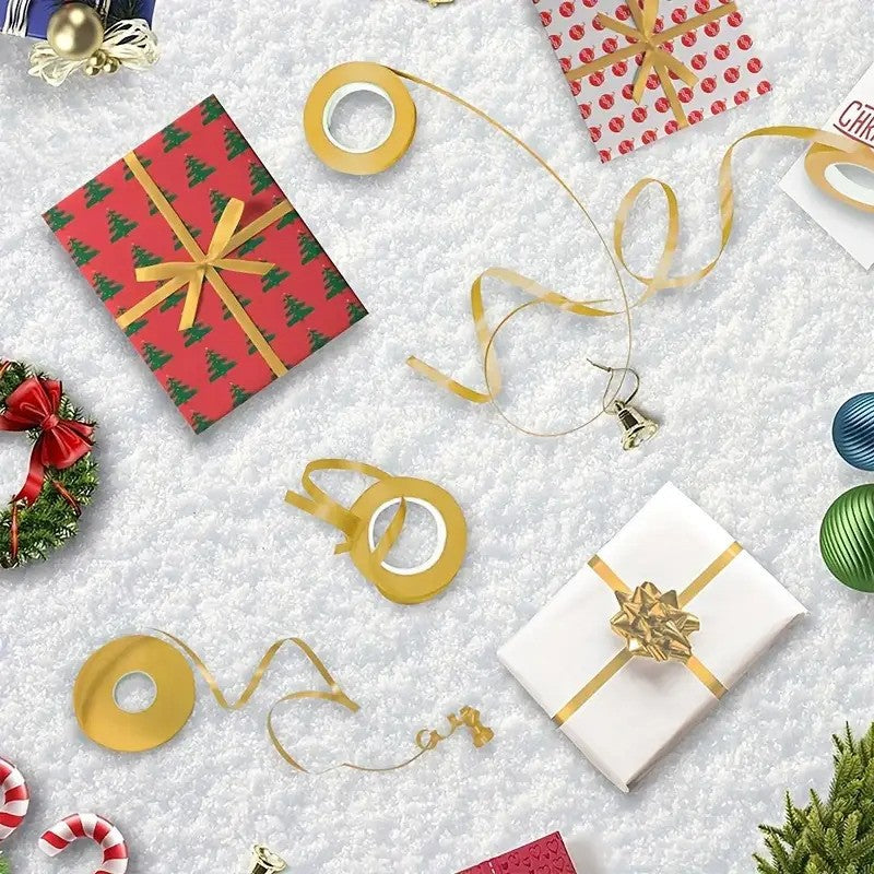 3Roll gold Curly Balloon Ribbon?Wide5mm?Each roll is long393.7Inch——Christmas Decoration?Holiday Wedding?Elegant metallic sheen?