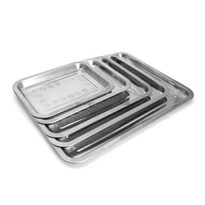 Stainless Steel Rectangular Plate Barbecue Grilled Fish Tray BBQ Container