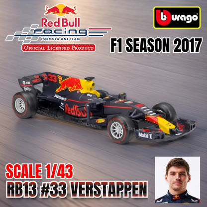 Bburago 1:43 Modelo de Carro de Corrida F1 Réplica em Miniatura Red Bull Mercedes Ferrari Veículo Presente de Natal Brinquedo Infantil para Amigo Menino