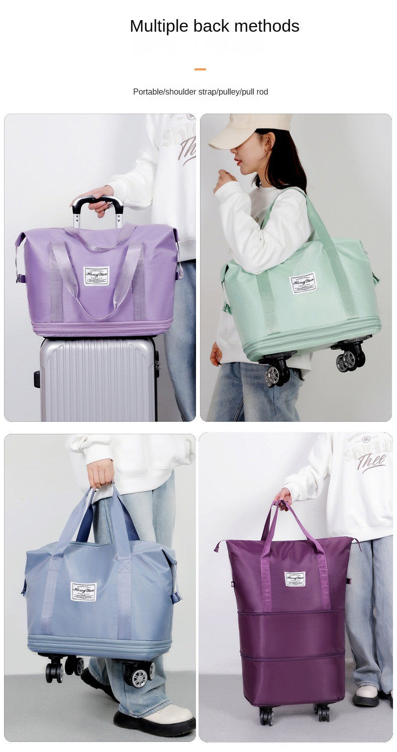 Mala expansível com rodízio universal Grande capacidade de armazenamento para separação de itens secos e molhados Bolsa de viagem e fitness leve
