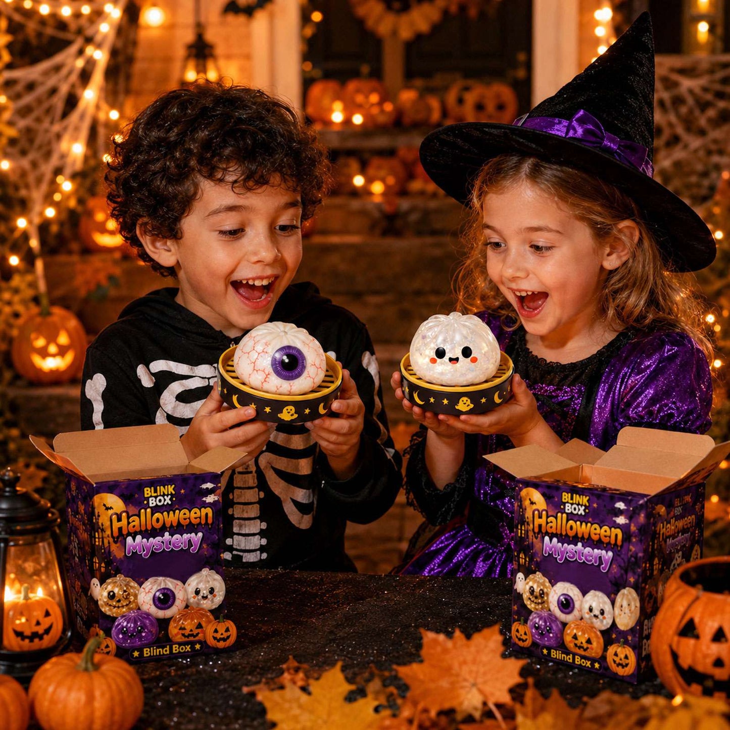 5.5cm Halloween ghost pinch music creative new squeeze decompression toy pinch decompression gift box set