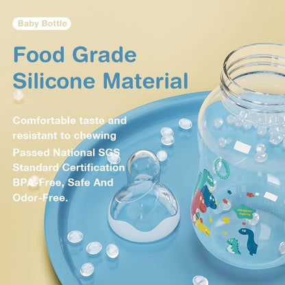 150/240ml Baby PP Bottle Wide Mouth Newborn Baby Bottle Drop-Resistant Baby Milk Bottle Newborn Cartoon Pattern Cup BPA Free