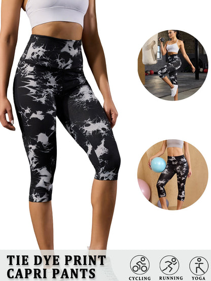 Women's High Waisted Capri Pants Super Soft Tummy Control No See Through Workout Yoga Running Athletic Push Up Gym Leggings
