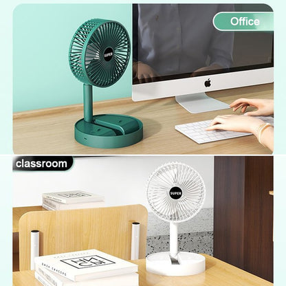 Retractable Fan USB Charging Folding Portable Mini Desktop Electric Fan Dormitory Outdoor Cooling Appliances Adjustable Home Fan