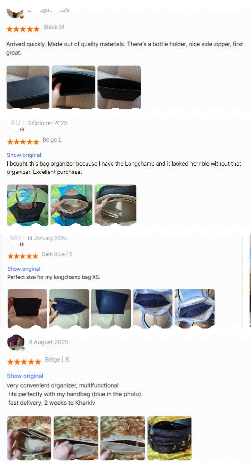 Custom Felt Bag Organizer forLongchamp Tote Purse Insert LinerPockets  Travel Storage Essential ChristmasBag Fashion Enthusiasts