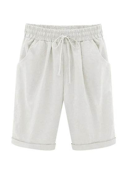 Women Cotton Shorts Casual High Waist Pocket Harem Pant Summer Cool Thin Beachwear Fashion Breathable Female Clothing