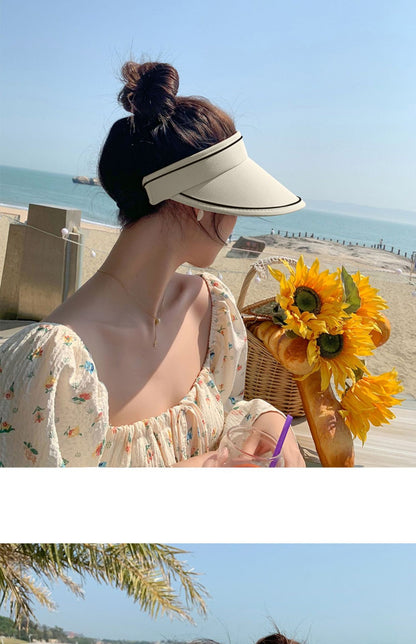 New Sun Hat Women's Uv Protection Sun Hat Summer Empty Cap Large Brim Outdoor Cycling Face Shade Hat Woman