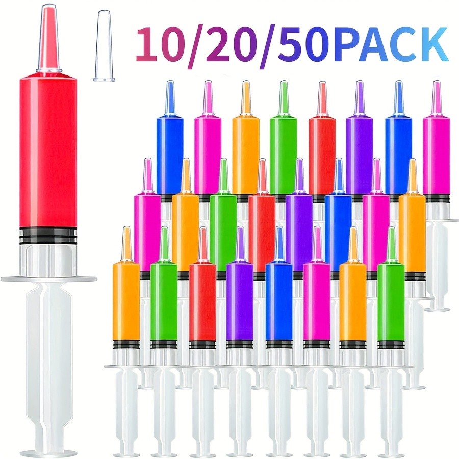 50 Peças Seringas de Gelatina de 20ml, Seringas de Festa para Injeções de Gelatina, Halloween Ação de Graças Seringas de Gelatina Duráveis