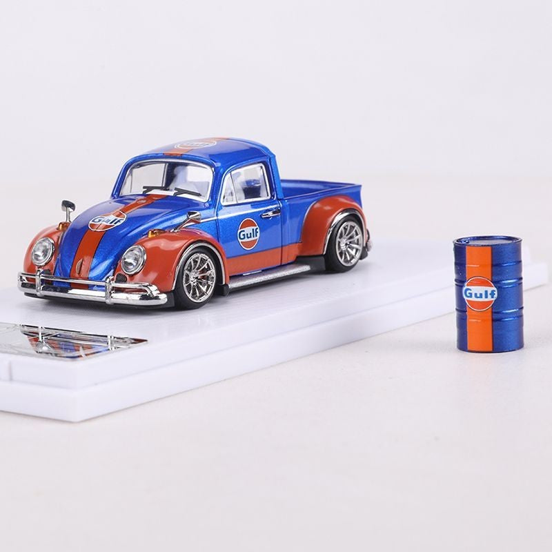 Liberty64 1:64 Scale Beetle Convertible Pickup Die-Cast Car Model Gulf Oil Series Custom Toys Miniature Alloy Simulation Vehicle