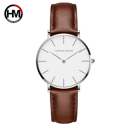 Hannah Martin Brand Japan Quartz Movement Women Fashion Watch Leather Strap Lady Wristwatches Waterproof Clock relogio feminino
