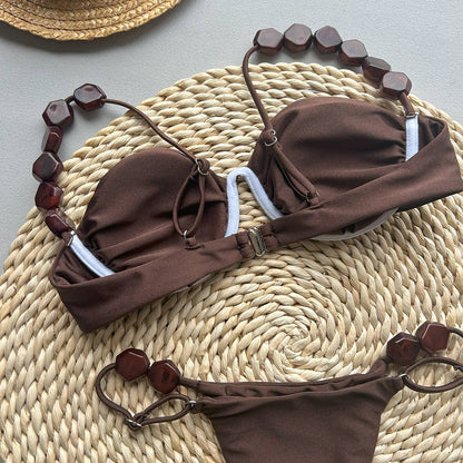Push Up Sexy Micro Bikini 2025 Women Swimsuit Swimwear Brown Thong Bikinis Set Brazilian Beach Wear Bathing Suit Biquini Female