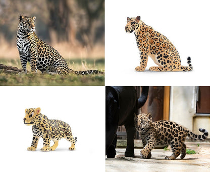 7Pcs Simulation Cheetah Family Wildlife Animal Model Toy Mini Jaguars Figures Dolls Action Figurines Toys for Children Set Gift