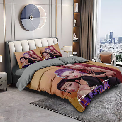 Kpop Demon Hunters Huntrix Bedding Set - Single to King Size, Anime Print Duvet Cover Sets for Adult Bedrooms