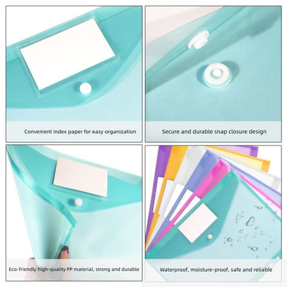 6 pcs Colorful Plastic Binder Folders Clear A4 Binder Pocket Snap Closure 11 Holes Punched Pockets Home Office
