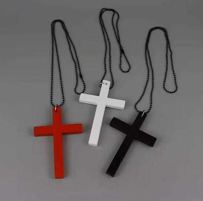 Personality Punk Trendy Cool Gothic Wood Cross Pendant NNecklace for Women Men Vintage Hip Hop Y2k Necklace Party Jewelry Gift