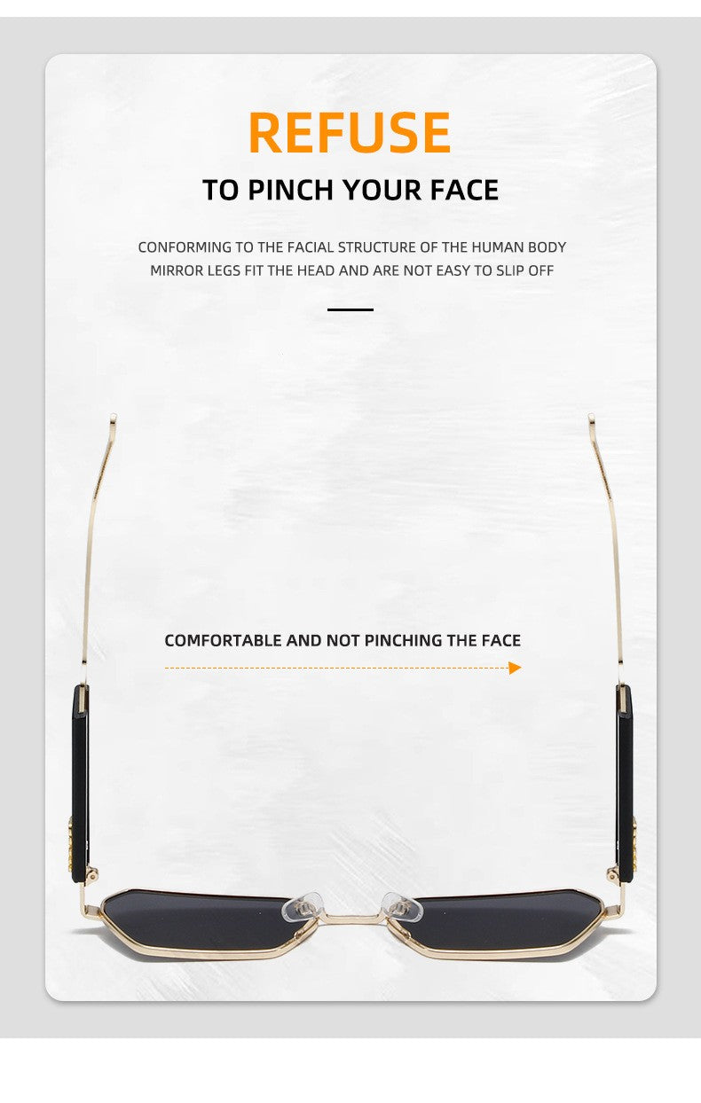 Metal Rectangle Sunglasses Women Fashion High Quality Frame Glasses Vintage Brand Designer Eyewear UV400