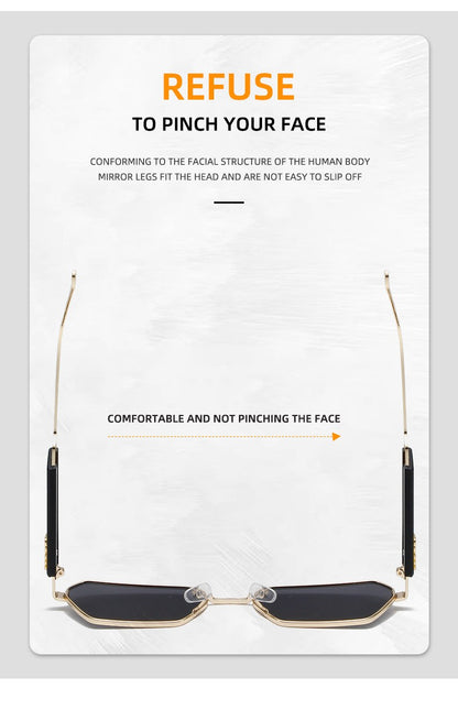 Metal Rectangle Sunglasses Women Fashion High Quality Frame Glasses Vintage Brand Designer Eyewear UV400