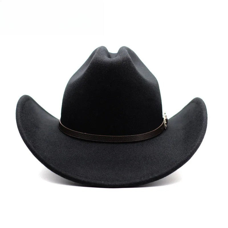 Vintage Western Cowboy Hat For Men's Gentleman Lady Jazz Cowgirl With Leather Wide Brim Cloche Church Sombrero Hombre Caps