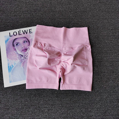 Yoga Shorts Peach Hot Girls Three-Cross Pants High Waist Knitted Pressure Running Sport Elastic Belly Lifting Butt Tight Pants