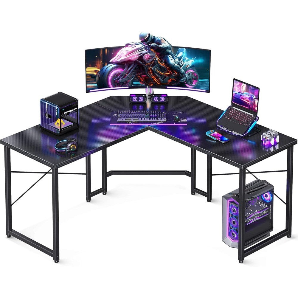 L-Shaped Gaming Desk: Corner Computer Desk for Home Office, Durable Small Space Workstation