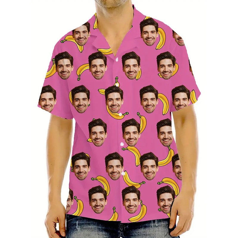 Hip Hop Beer Party Personality Custom Photo Shirt Unisex Leisure Funny Banana Pepper Pattern Hawaiian Shirts Humour Gift Shirt