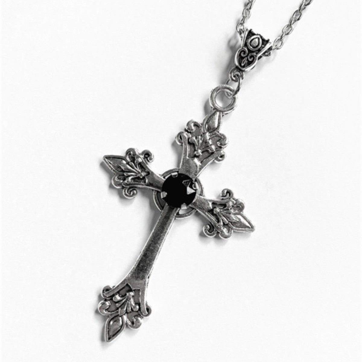 Colares com Pingente Grande de Cruz Punk Cristal para Mulheres Homens Gótico Corrente Clavicular Cruz Irregular Coleção Outono/Inverno Joias
