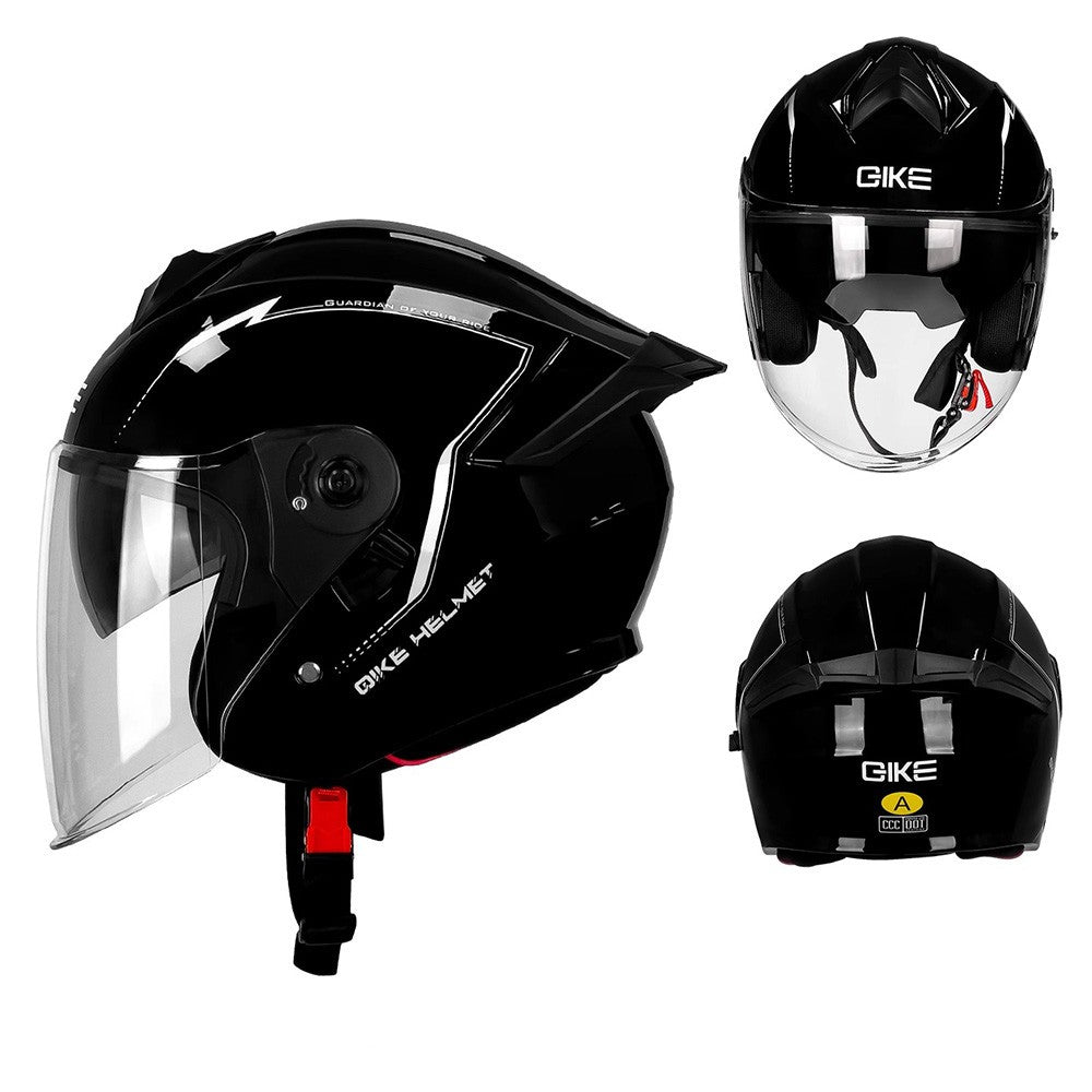 Capacete de Moto Unissex Anti-Embaçante com Lente Dupla e Meio Rosto para Veículos Elétricos Equipamento de Proteção para Homens e Mulheres