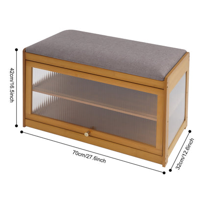 Brown Entryway Shoe Bench Shoe, Rack Bench with Cushion, Modern Hallway Sitting Stool for Home, Living Room, Porch