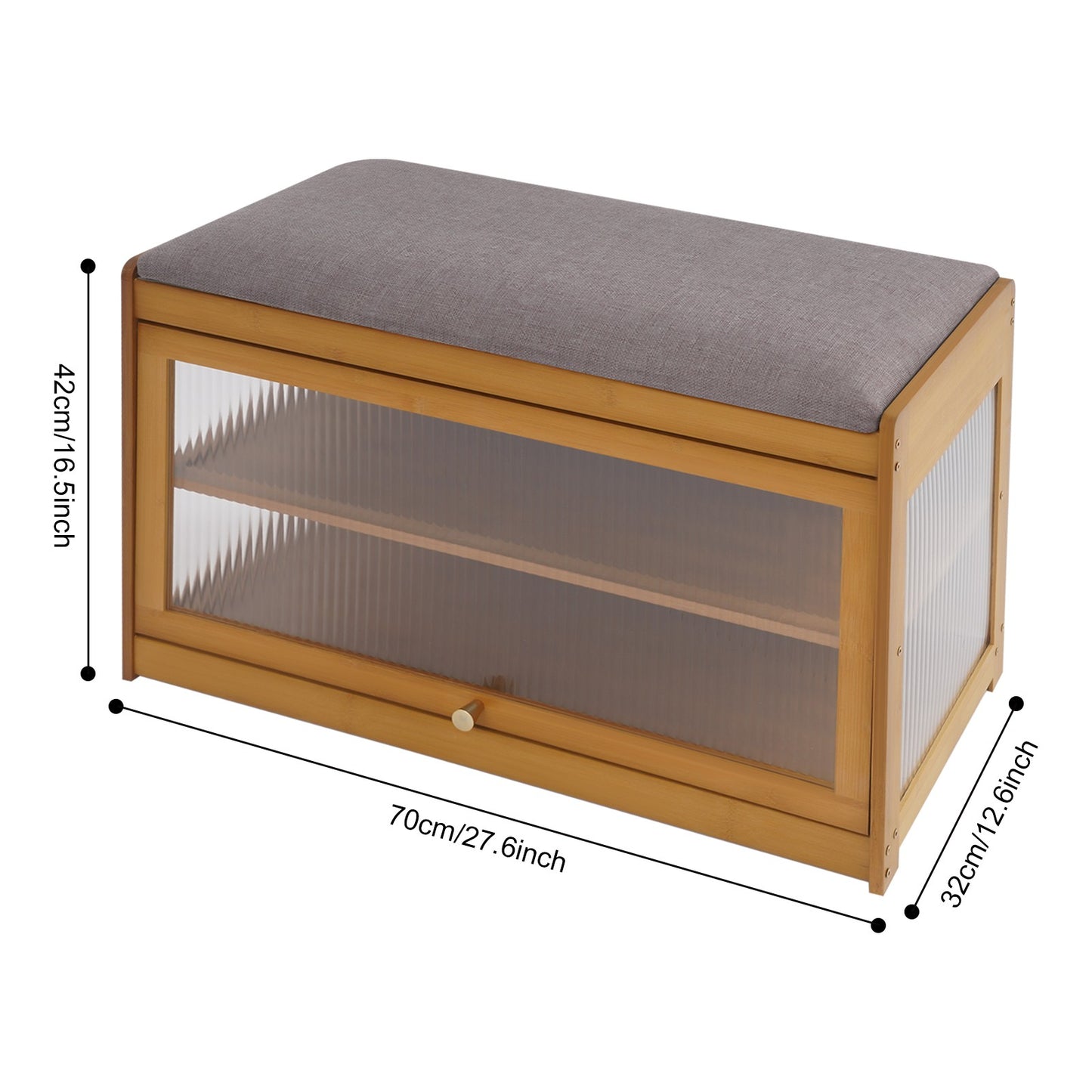 Brown Entryway Shoe Bench Shoe, Rack Bench with Cushion, Modern Hallway Sitting Stool for Home, Living Room, Porch