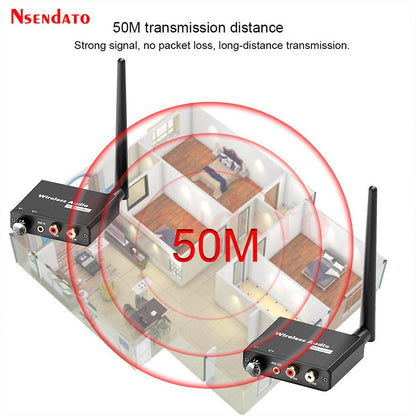 Adaptador de música Wi-fi digital sem fio 2.4G Kit transmissor e receptor de áudio sem fio 50M com AUX 3.5mm P/D para TV Box DVD PC
