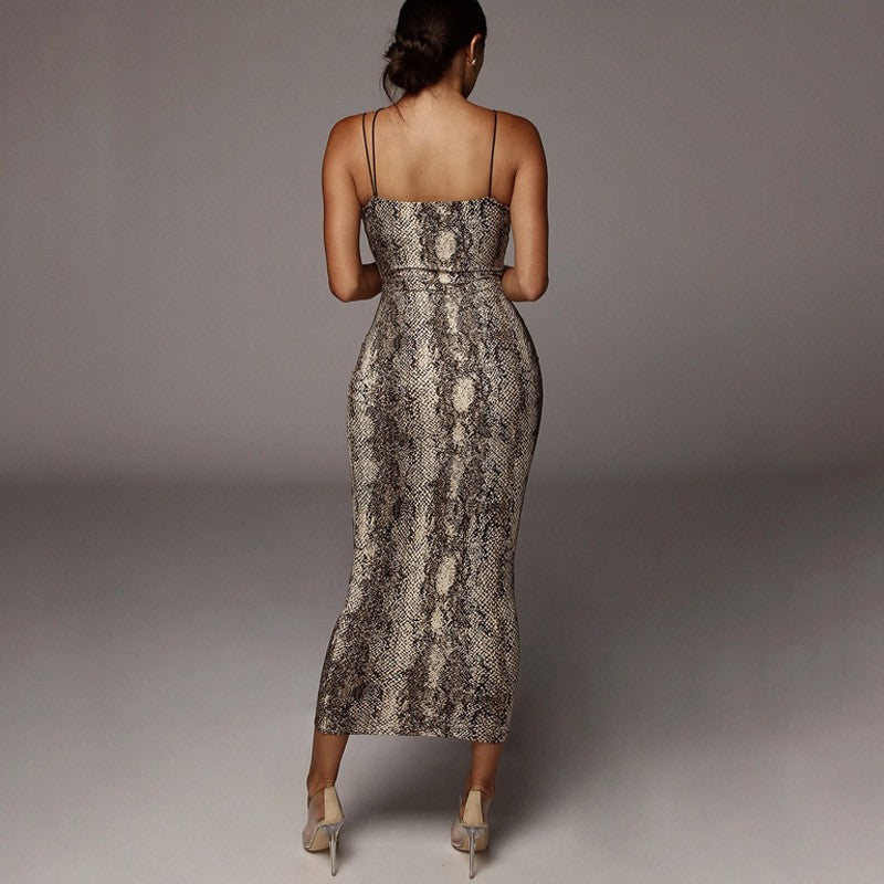 Dulzura Women Party Club Evening Streetwear Leopard Bodycon Midi Dress 2024 Summ