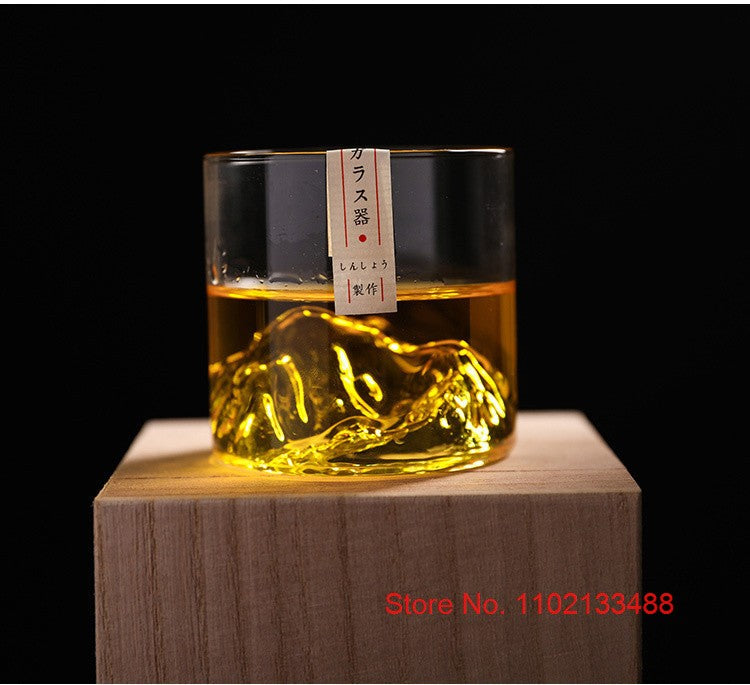 Copo de Uísque Japonês de Gelo para Uísque Puro Copos de Uísque de Montanha 3D Caixa de Presente de Madeira Taça de Conhaque Copo de Vodca Copo de Vinho