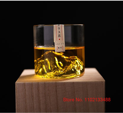 Copo de Uísque Japonês de Gelo para Uísque Puro Copos de Uísque de Montanha 3D Caixa de Presente de Madeira Taça de Conhaque Copo de Vodca Copo de Vinho