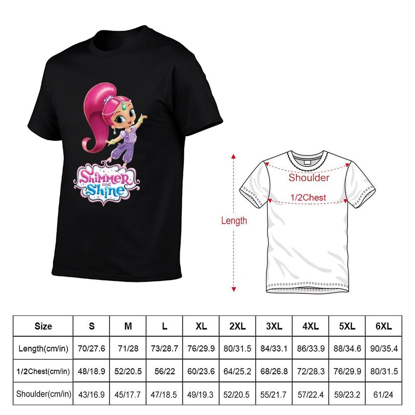 Shimmer And Shine T-Shirt men t shirt cotton 100% black cotton t-shirt plain for man package T-Shirt