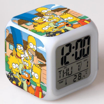 Simpsons Homer Relógio Despertador Digital LCD com Calendário Termômetro Relógio Despertador Portátil Decoração de Mesa Presentes Novo