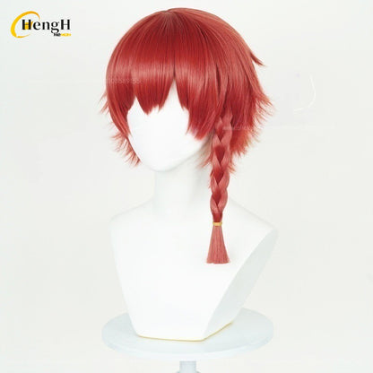 2 Estilos Anime Kurona Ranze Cabelo Sintético Curto 30cm Trança Vermelha Perucas Cabelo Resistente ao Calor Festa de Halloween Cosplay Perucas de Anime