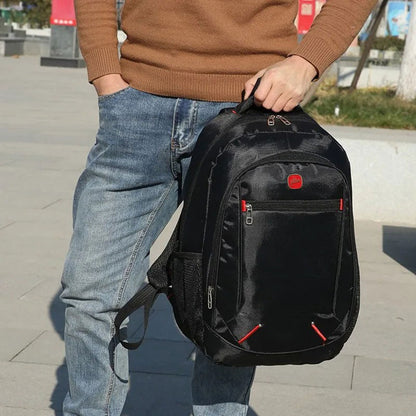 Mochila Escolar Estudantil de Grande Capacidade, Cor Sólida Casual, Material Oxford, Mochila Masculina Nova, Multifuncional, Bolsa Simples