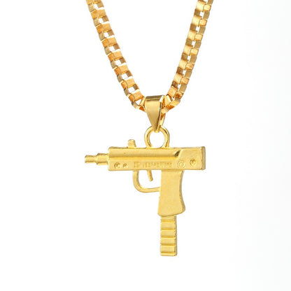 New models Hip Hop UZI Kolye GUN Shape Pendant Necklace Gold/Silver Color Army Style Male Chain Men Necklaces Jewelry