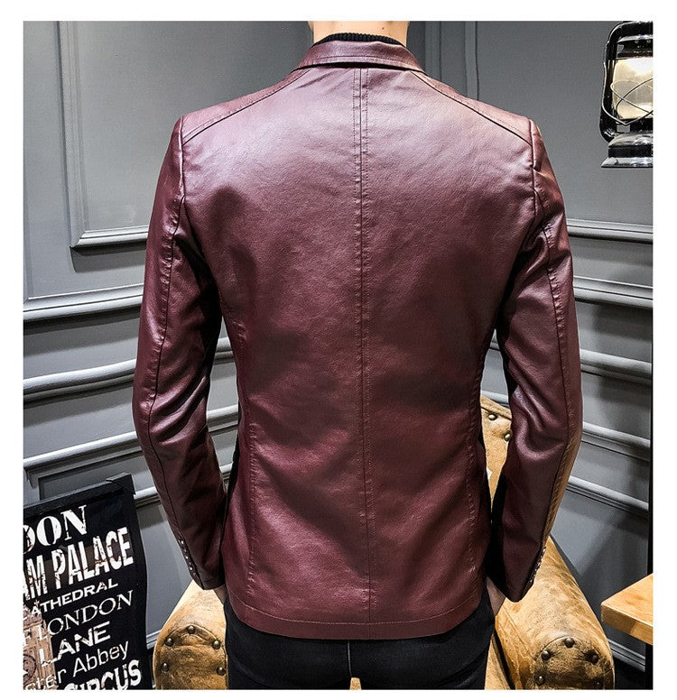 New Spring Men Slim Leather Blazers Jackets PU Leather Suits Coats Good Quality Male Business Casual Fit Suits Jackets Size 6XL