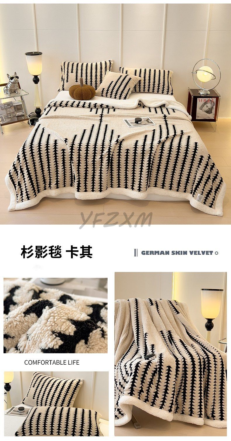 Super Thick and Warm Flannel Blanket Super Soft Fluffy Queen Size Bed Blanket Cozy Skin-friendly Multifunctional Nap Blanket
