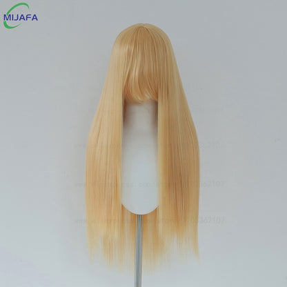 Peruca de Cosplay Longa e Lisa de Altíssima Qualidade, 400g, 48 Cores, 60cm, com Franja, Resistente ao Calor, Perucas Anime + Touca de Peruca