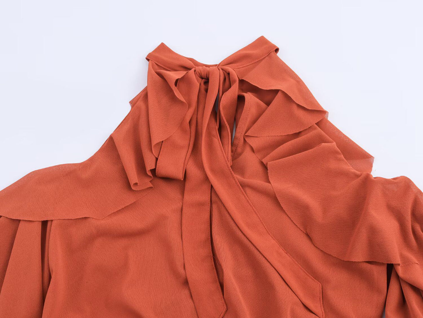 European and American style autumn new women's clothing casual temperament simple layered decoration hanging neck collar top