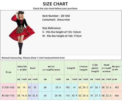 Adult Vintage Pirate Cosplay Full Set Gothic Party Costume For Masquerade Carnival Stage Theme Photoshoot Halloween Cosplay
