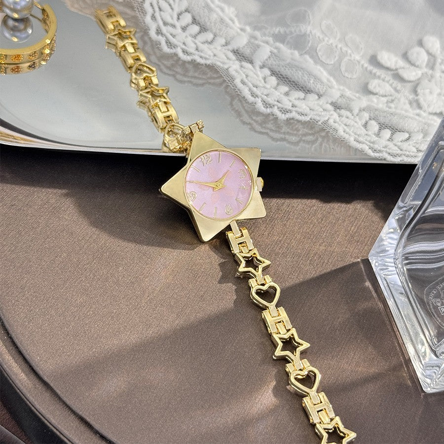 New Creative Fashion Minimalist Holiday Star Bracelet Watch Jewelry High-End Ladies Quartz Watch Elegant Timepiece Accessory