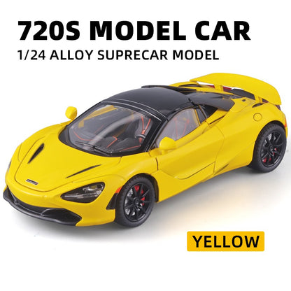 Mclaren 720s 1:24 Super Carro Esportivo Som e Luz Miniaturas Liga Fundido Modelo de Carro Presentes Para Namorado Brinquedos Para Crianças Presente Metal
