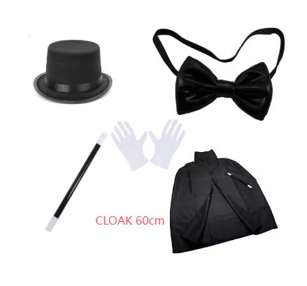 Adult Magician Costume Kids Toy Kit Set for Men and Women with Top Hat, Cape, Magic Wand, White Gloves for Magic Tricks Show