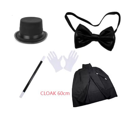 Adult Magician Costume Kids Toy Kit Set for Men and Women with Top Hat, Cape, Magic Wand, White Gloves for Magic Tricks Show