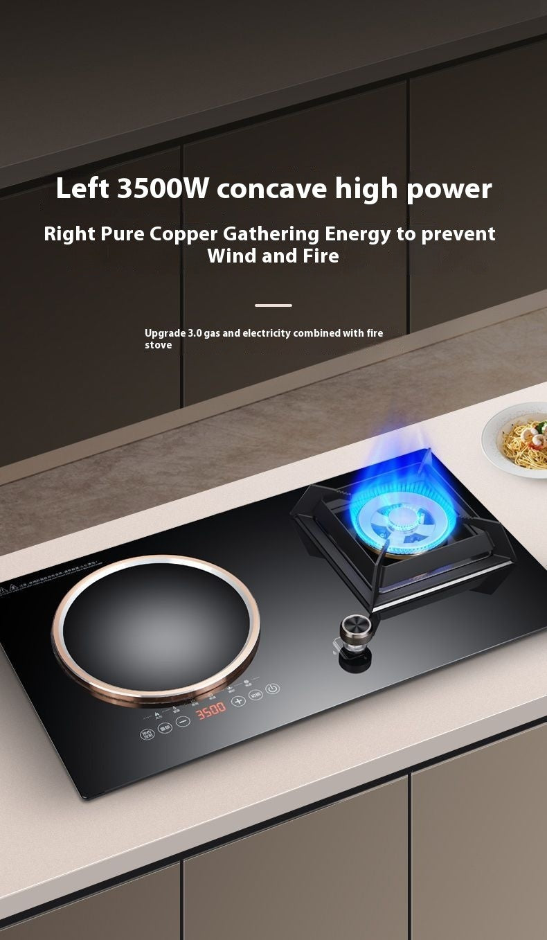 Dual Fuel 3500W Gas Electric Cooker Household Concave Induction Cooktop Class Energy Built-in Countertop Natural Gas Easy Table