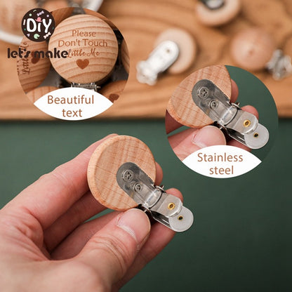 [Sale] Let's Make 5Pcs Baby Teething Beech Wooden Pacifier Chain Clip Baby Food Grade Shape Holder Dummy Clip for DIY Accesories